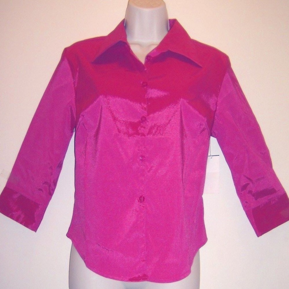 Stylish Fuchsia Button Down Summer Fun Top - image 2